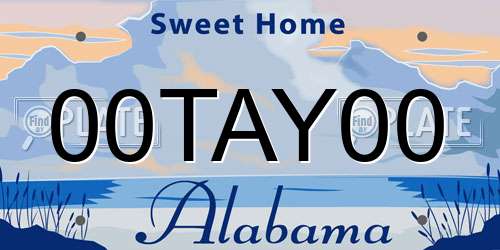 00TAY00 Alabama License Plate