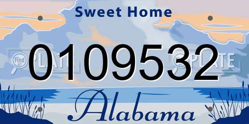0109532 Alabama License Plate