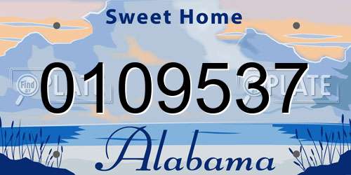 0109537 Alabama License Plate