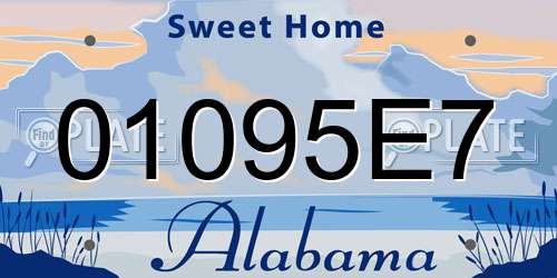 01095E7 Alabama License Plate