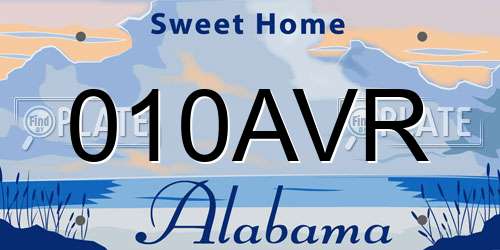 010AVR Alabama License Plate