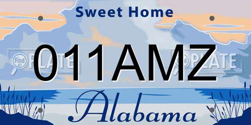 011AMZ Alabama License Plate