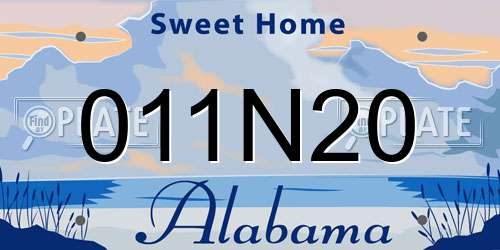 011N20 Alabama License Plate
