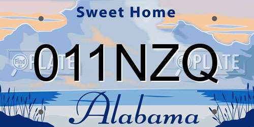 011NZQ Alabama License Plate