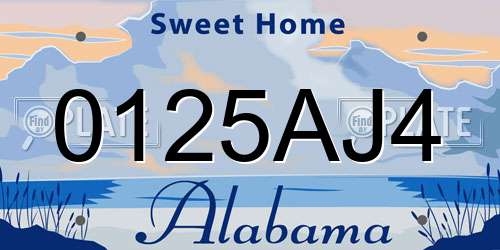 0125AJ4 Alabama License Plate