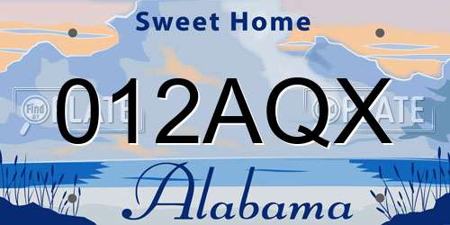 012AQX Alabama License Plate