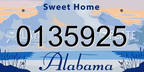 0135925 Alabama License Plate
