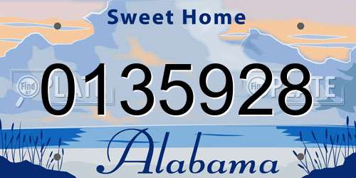 0135928 Alabama License Plate