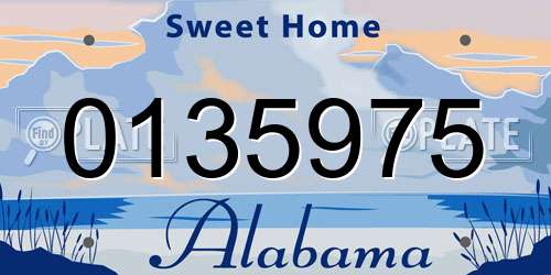 0135975 Alabama License Plate