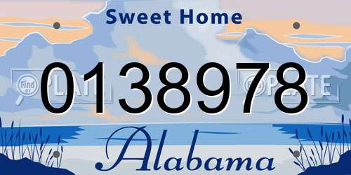 0138978 Alabama License Plate