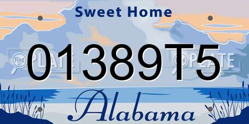 01389T5 Alabama License Plate