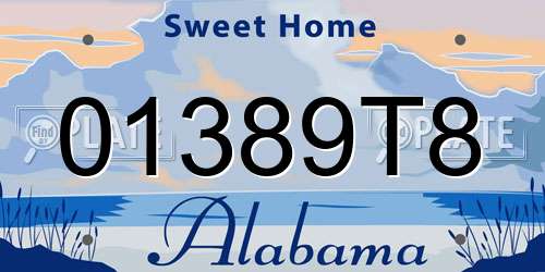 01389T8 Alabama License Plate