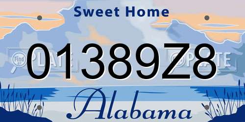 01389Z8 Alabama License Plate