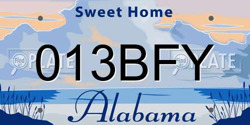 013BFY Alabama License Plate