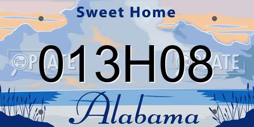 013H08 Alabama License Plate