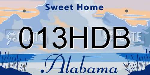 013HDB Alabama License Plate