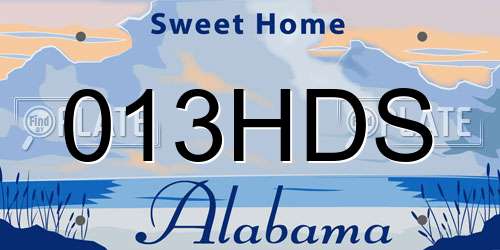 013HDS Alabama License Plate