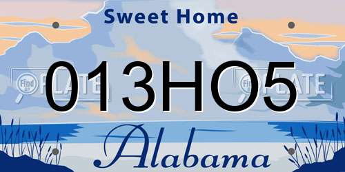 013HO5 Alabama License Plate