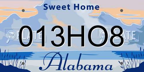 013HO8 Alabama License Plate