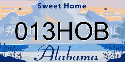 013HOB Alabama License Plate