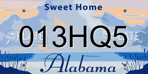 013HQ5 Alabama License Plate