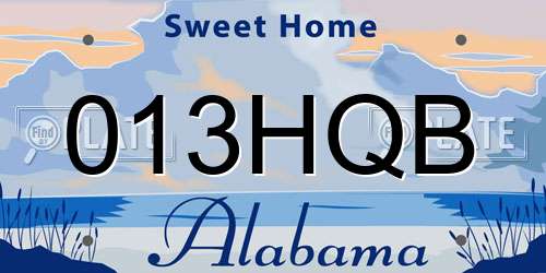 013HQB Alabama License Plate