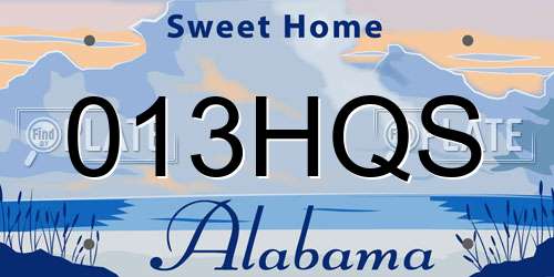 013HQS Alabama License Plate