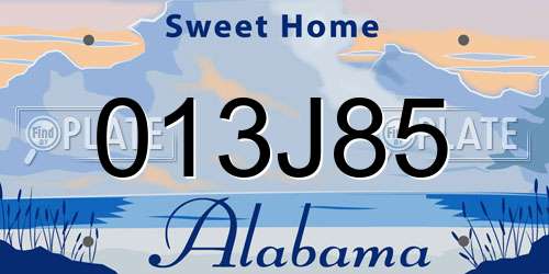 013J85 Alabama License Plate