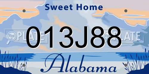 013J88 Alabama License Plate