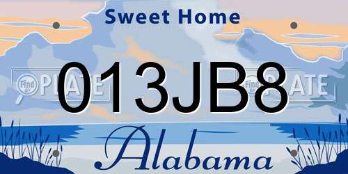 013JB8 Alabama License Plate
