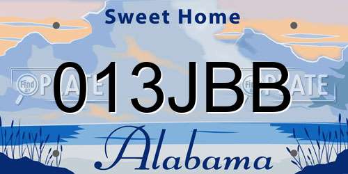 013JBB Alabama License Plate