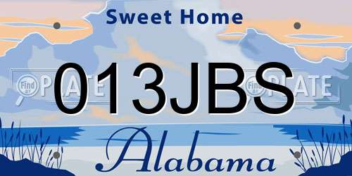 013JBS Alabama License Plate