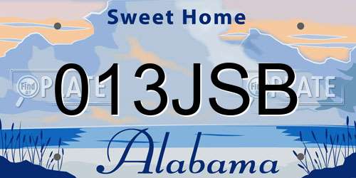 013JSB Alabama License Plate