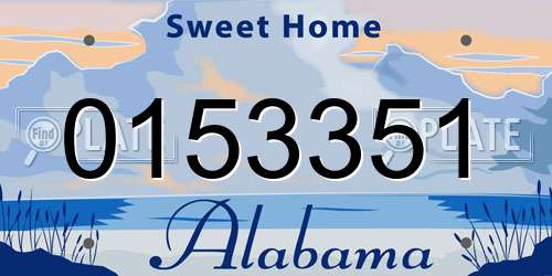 0153351 Alabama License Plate