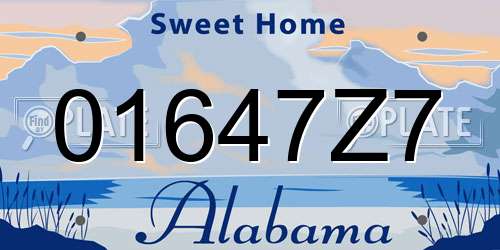01647Z7 Alabama License Plate