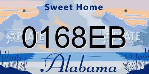 0168EB Alabama License Plate