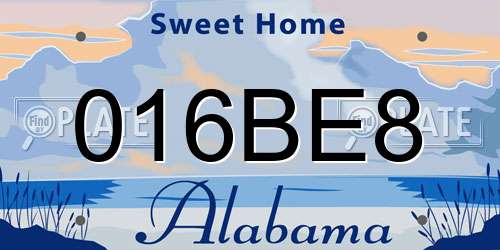 016BE8 Alabama License Plate