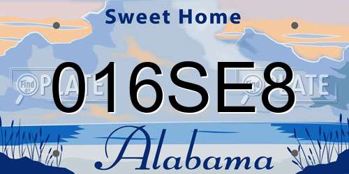 016SE8 Alabama License Plate