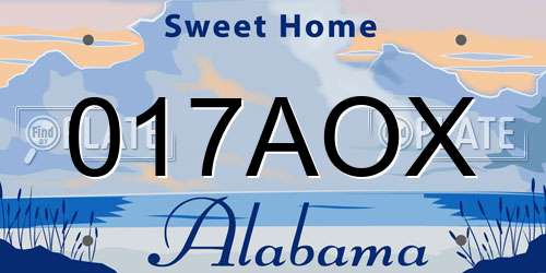 017AOX Alabama License Plate