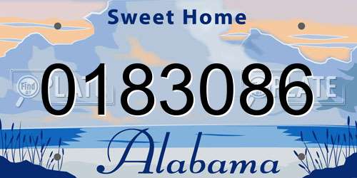 0183086 Alabama License Plate