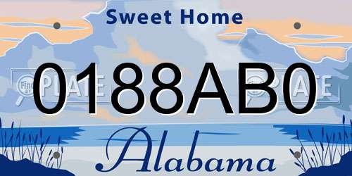 0188AB0 Alabama License Plate