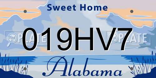 019HV7 Alabama License Plate