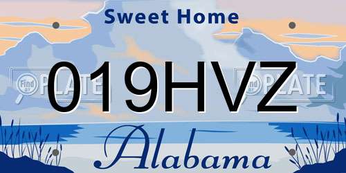 019HVZ Alabama License Plate
