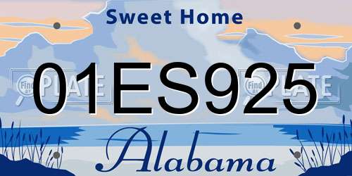 01ES925 Alabama License Plate