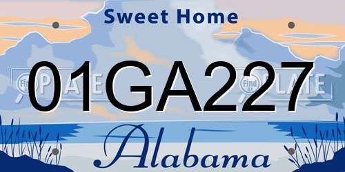 01GA227 Alabama License Plate