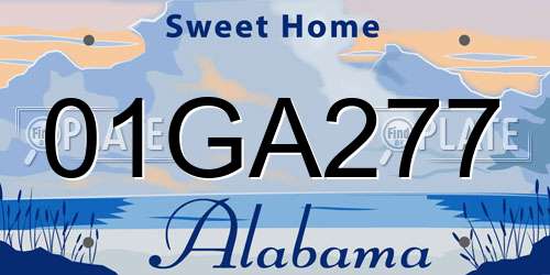 01GA277 Alabama License Plate