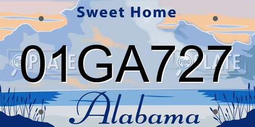 01GA727 Alabama License Plate