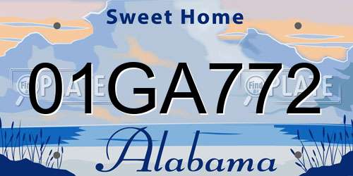 01GA772 Alabama License Plate