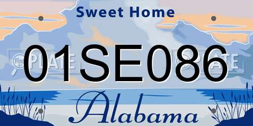 01SE086 Alabama License Plate