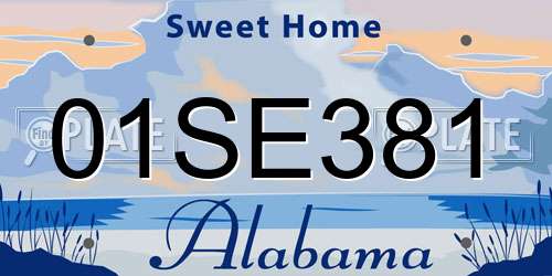 01SE381 Alabama License Plate